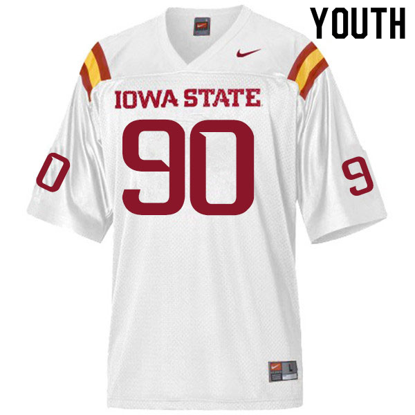 Youth #90 Alex Probert Iowa State Cyclones College Football Jerseys Sale-White - Click Image to Close